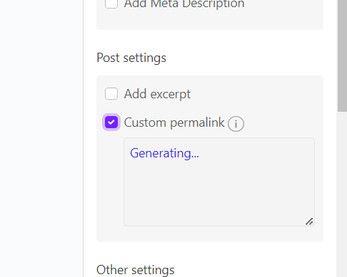 Custom permalink option in GoPublish