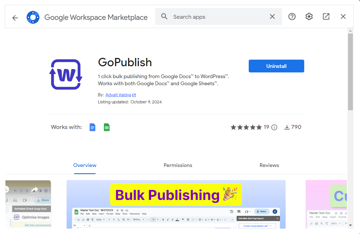 Install GoPublish