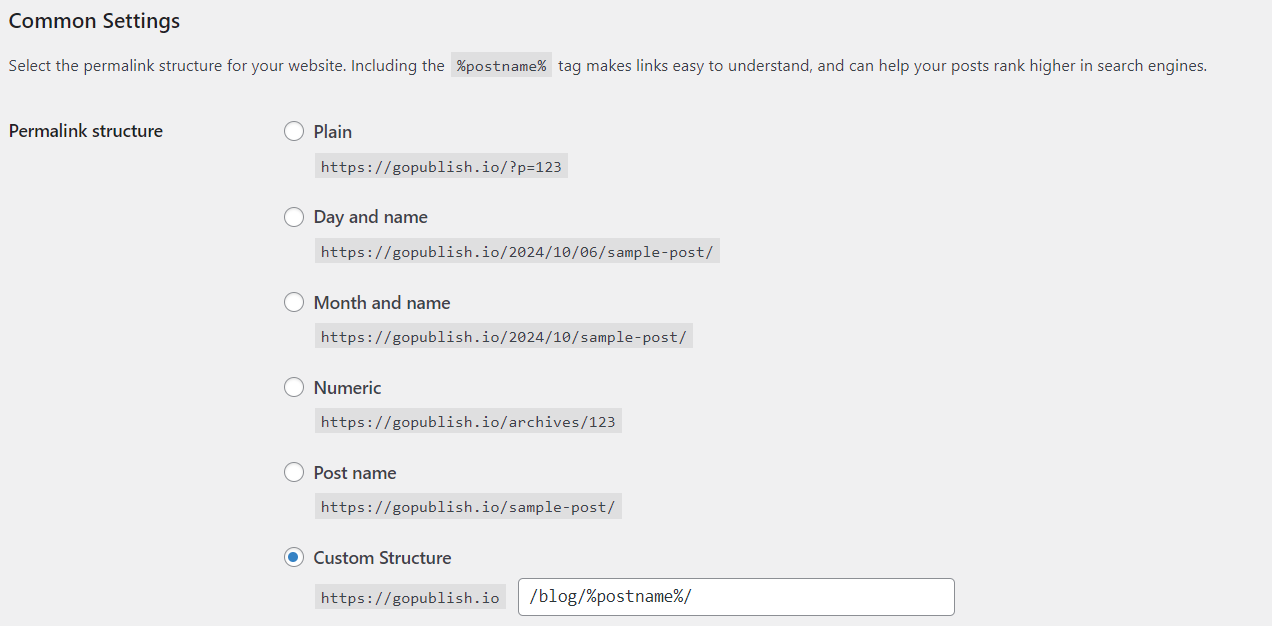 Permalink structures in WordPress