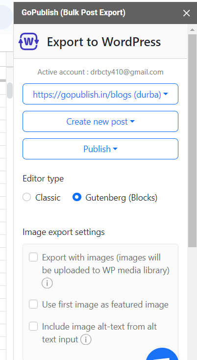 Bulk Export Feature of GoPublish