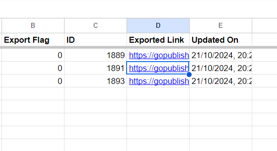 exported links will be updated with dates and times